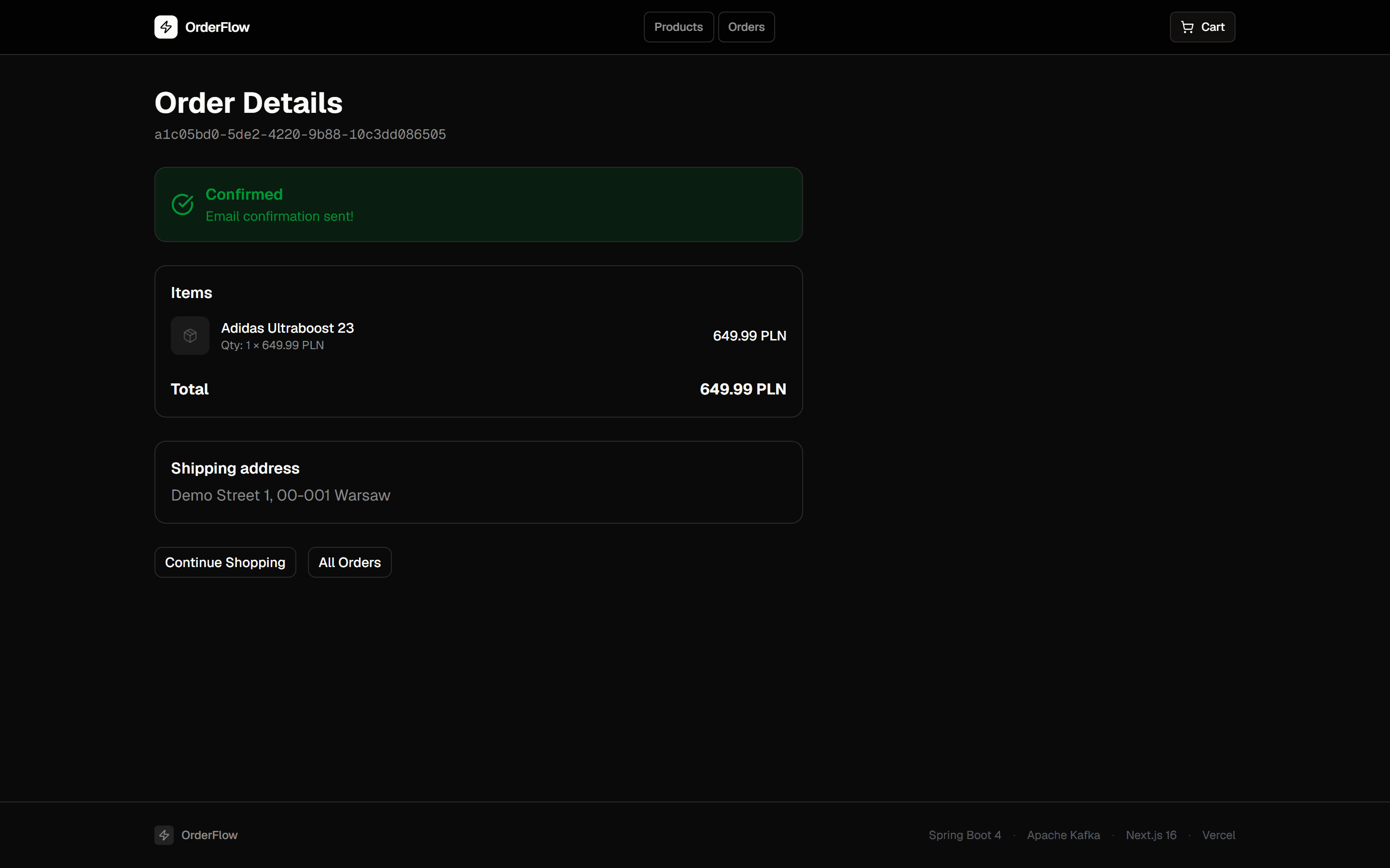 OrderFlow Order Confirmation