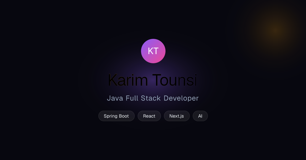 Karim Tounsi - Java Full Stack Developer